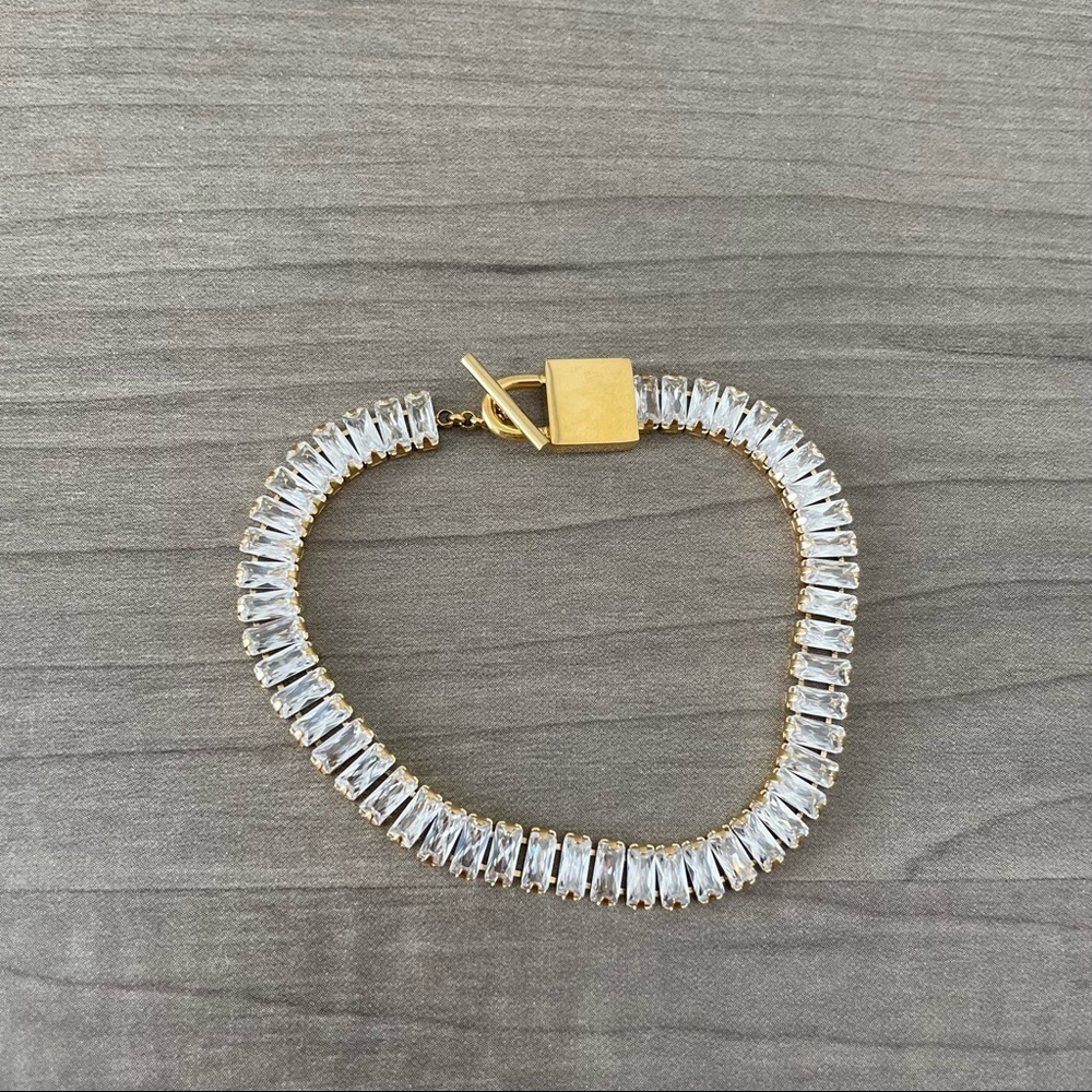 Gold plated stainless steel and zirconia bracelet